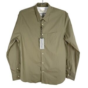 Officine Generale Paris Benoit Olive Organic Cotton Poplin Shirt - L‎ Mens